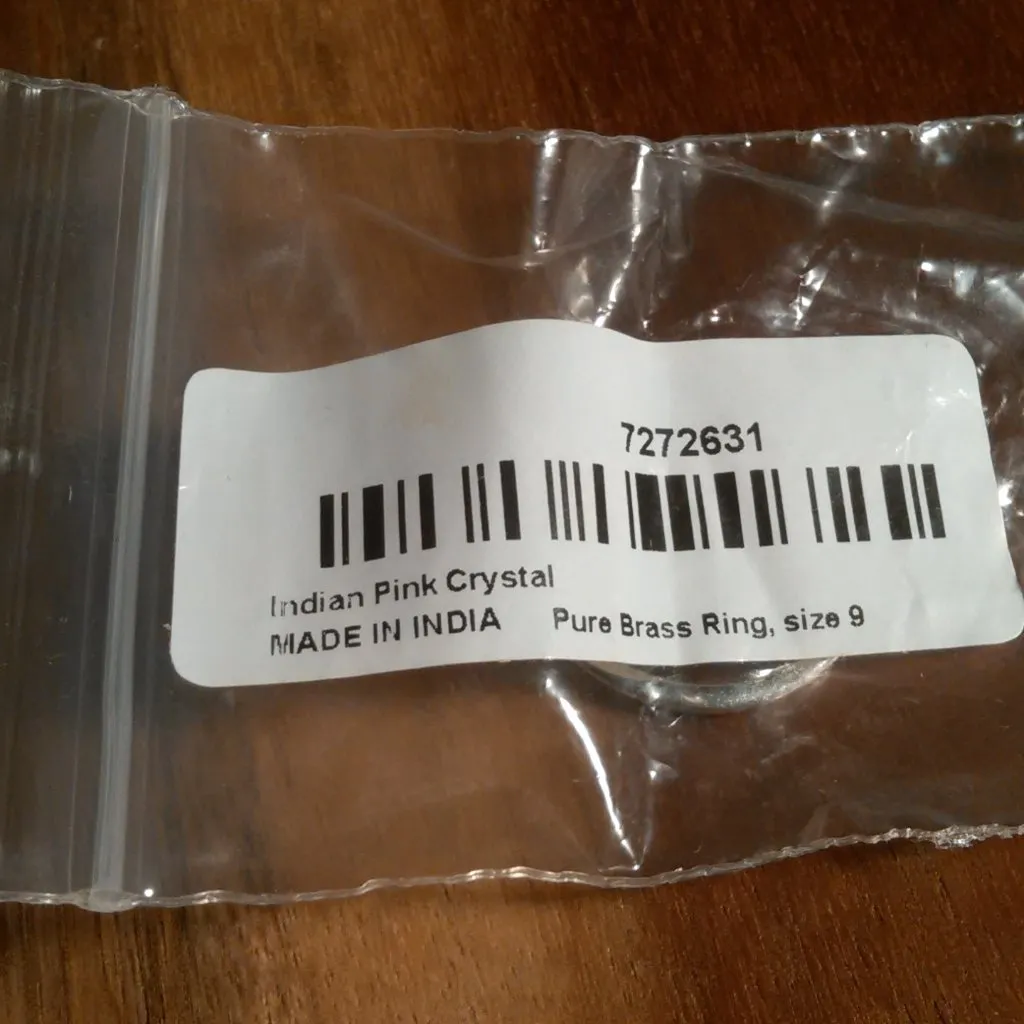 Indian Pink Crystal Platinum Bond Brass Ring (Size 9) - Image 9