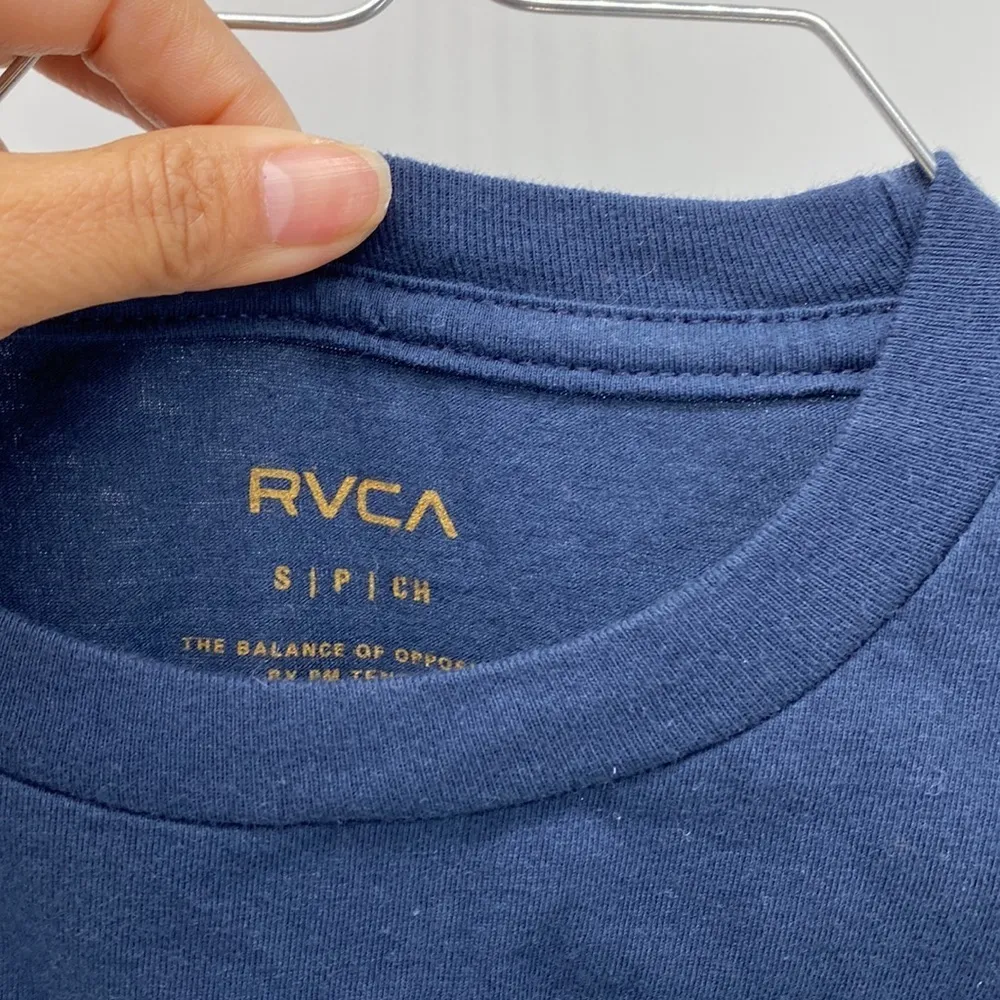 RVCA Double Pure T-Shirt UNISEX BLUE casual street wear comfortable - Image 3