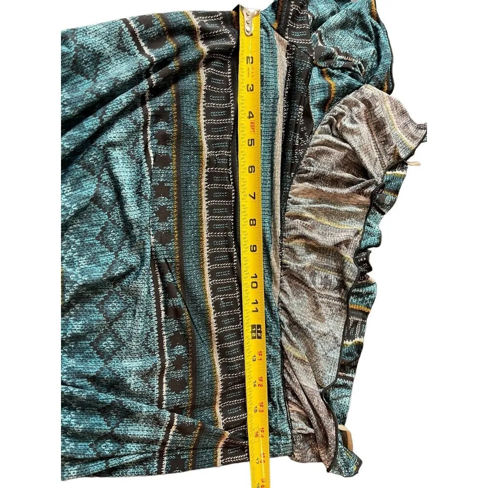 Teal One Shoulder Flamestitch Sleeveless Elastic Waist Scrunched Leg Jumpsuit L Size L - Image 6