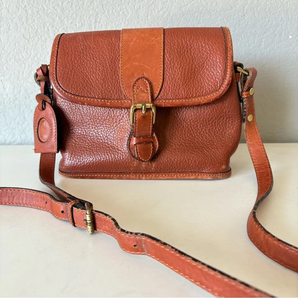 Liz Claiborne Genuine Leather Crossbody Bag Brown Shoulder Bag 8”x7.5” Very Good - Image 2