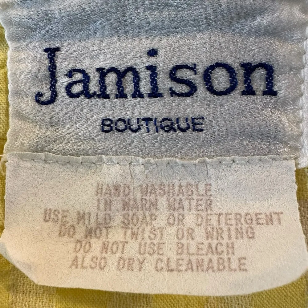 Vintage 70s Jamison Boutique Seersucker Yellow Gingham Maxi Dress Ric Rac Medium - Image 7