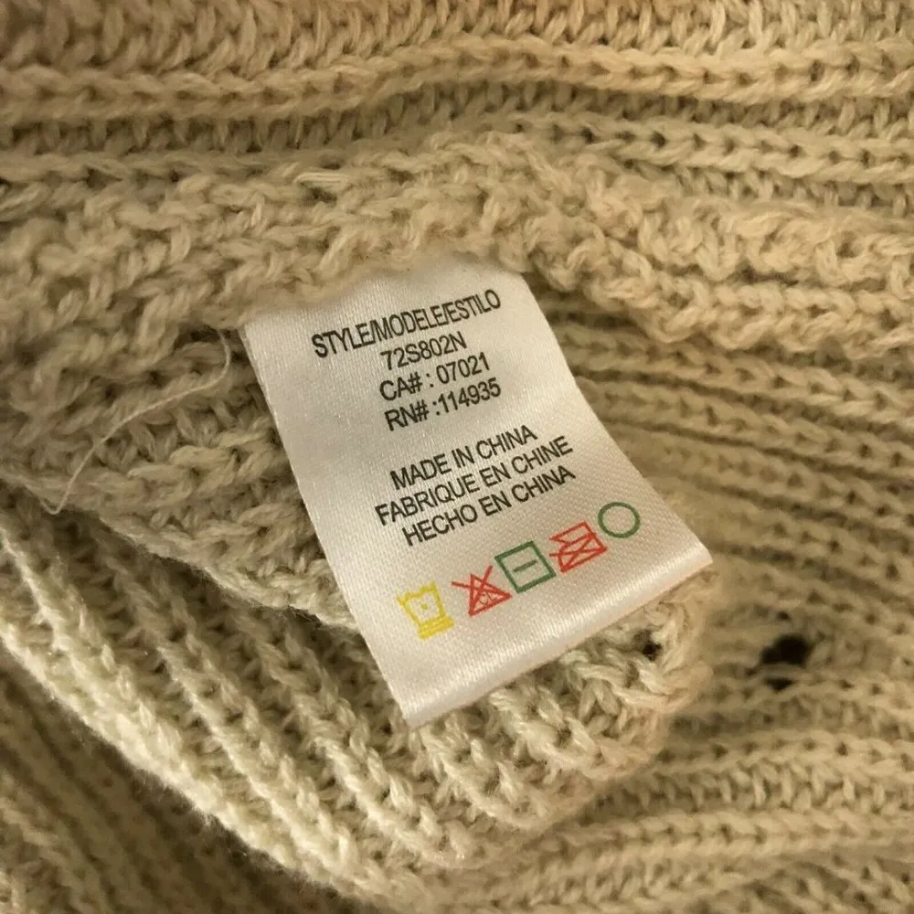 RDI Womens Sweater Mock Neck Kangaroo Pocket Ribbed Tunic Beige Size M - Image 4