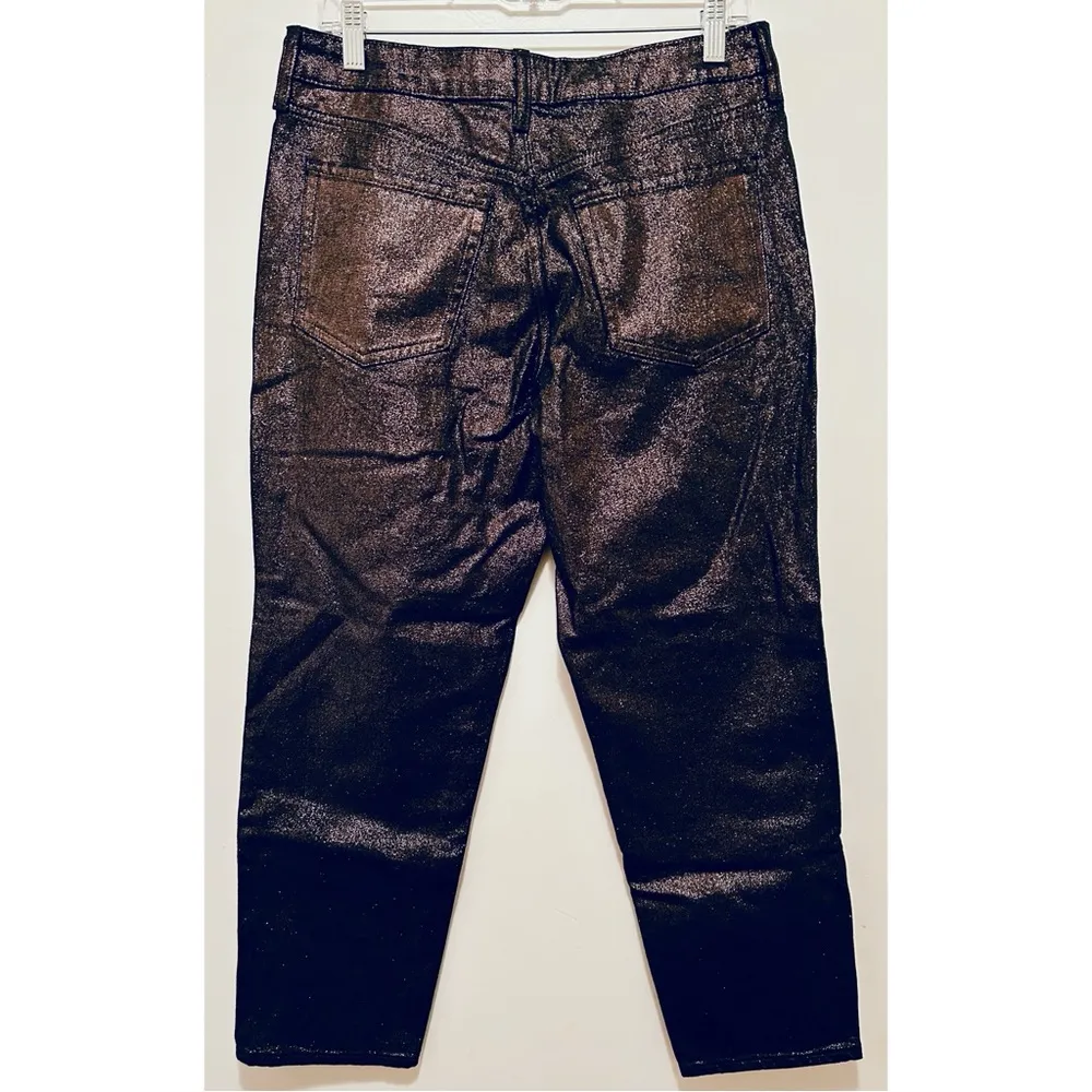 Old Navy OG Straight  High-Waisted Shine Ankle Jeans Black Shine Sz.8 NWT - Image 6