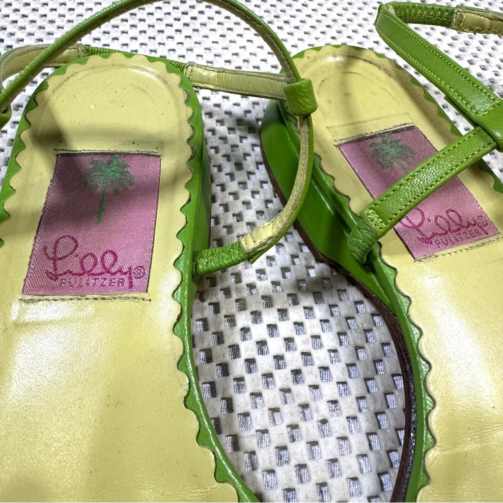 Lilly Pulitzer Punch Lime Lea Strappy Flower Flat Sling Sandal Size 7 - Image 5