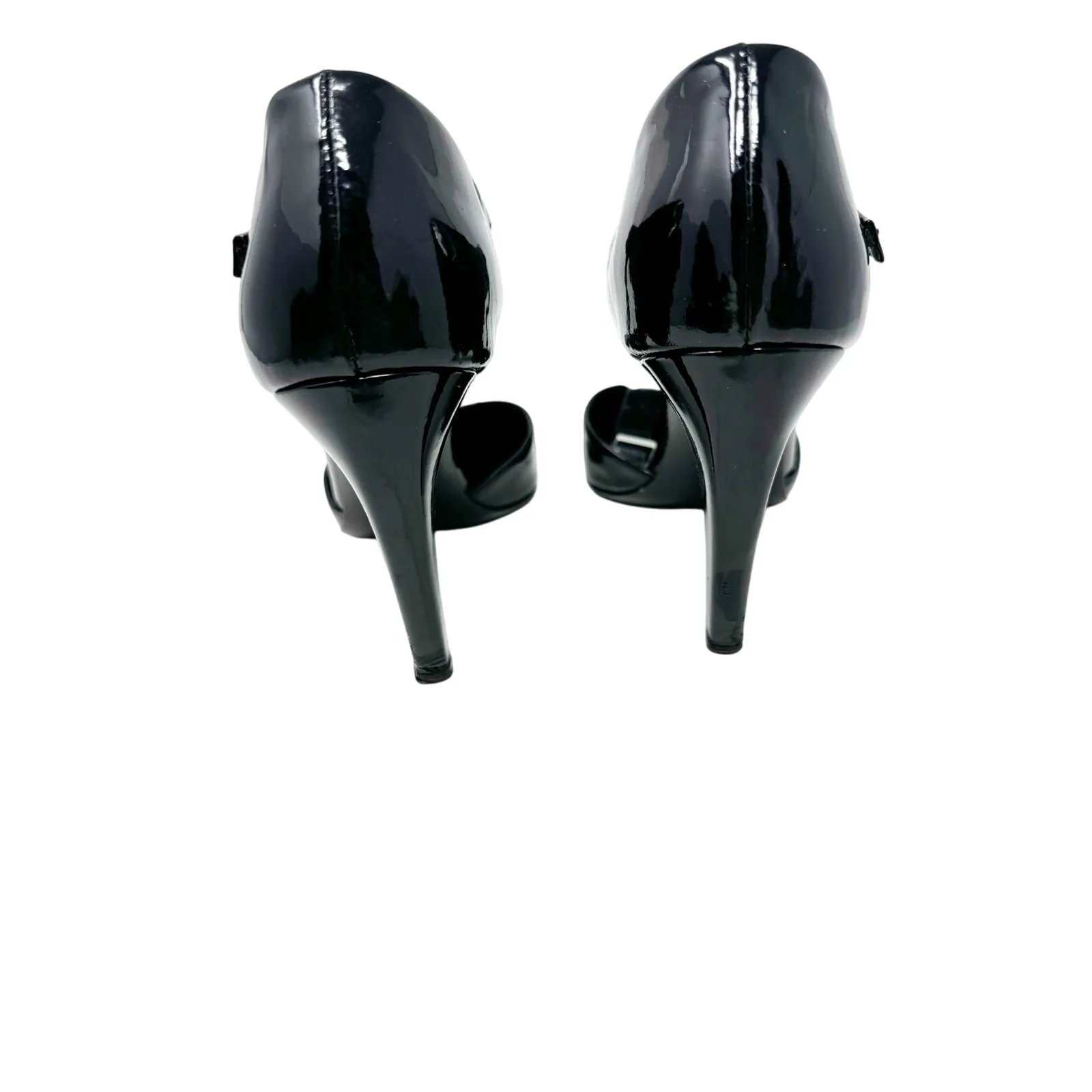 Prada Black Patent Leather T-Strap Metallic Ombre Toe Pumps Heels EU 38.5 - Image 7