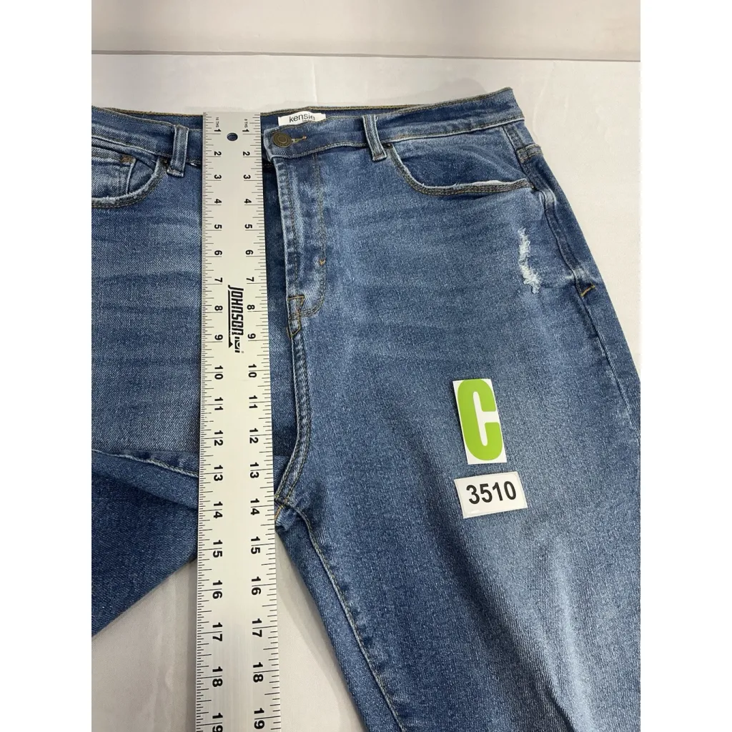 Womans Kenzie Jeans The Juliet High Rise Slim Distressed Frayed Size 14/32 Blue - Image 7