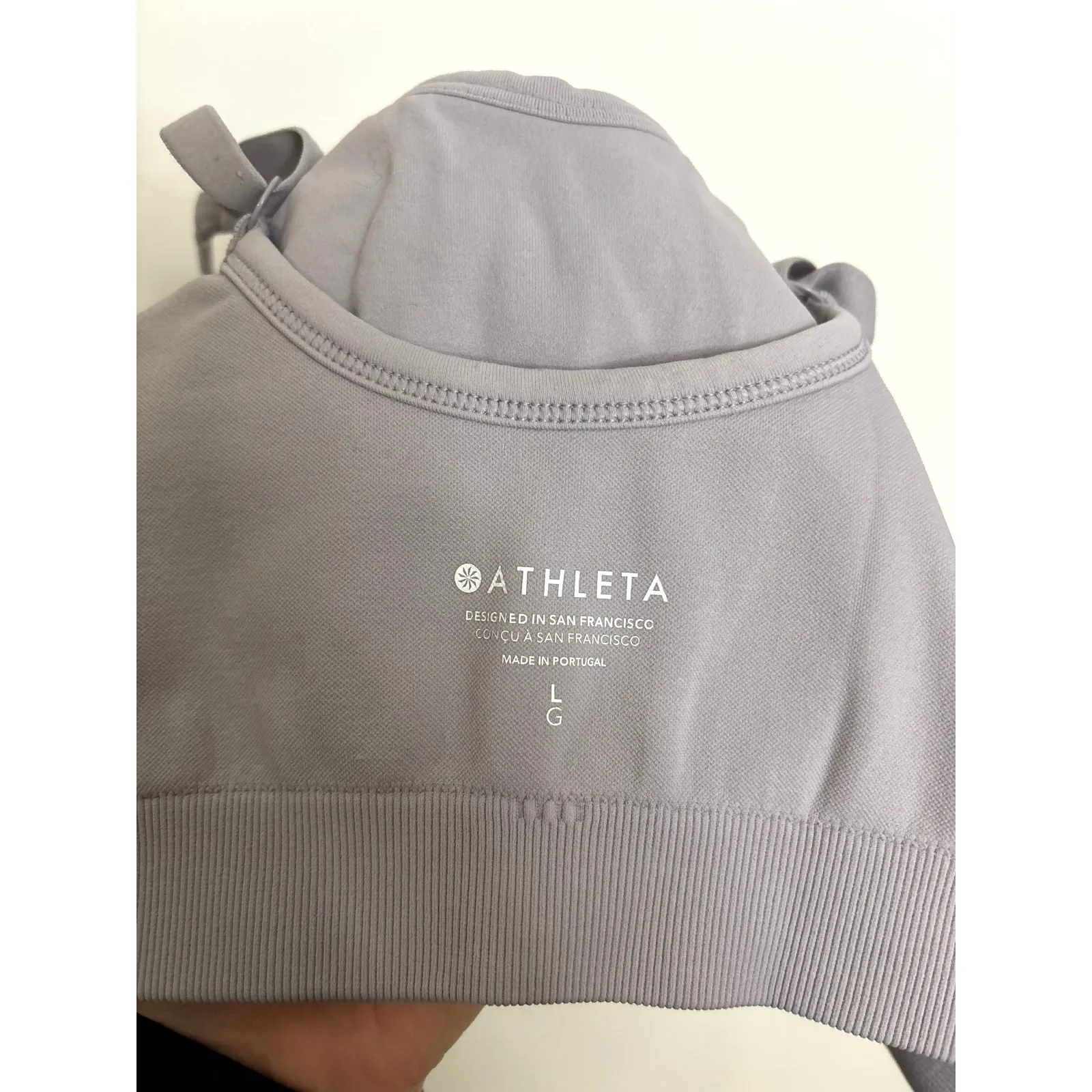 Athleta Trophy Seamless Bralette Womens Large Lavender Purple Ribbed Strappy Bra - Image 3