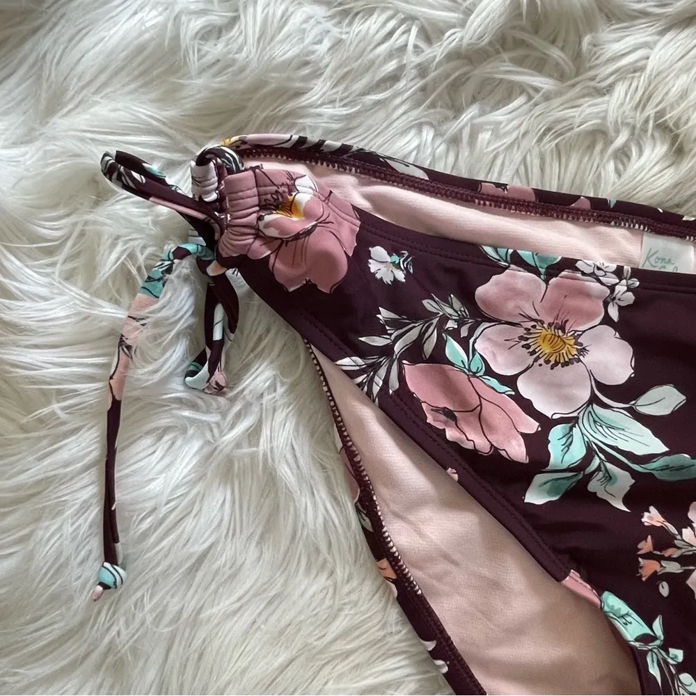 Kona Sol Target Burgundy Pink Floral Tie Hipster Bikini Swimsuit Bottoms XL new - Image 51