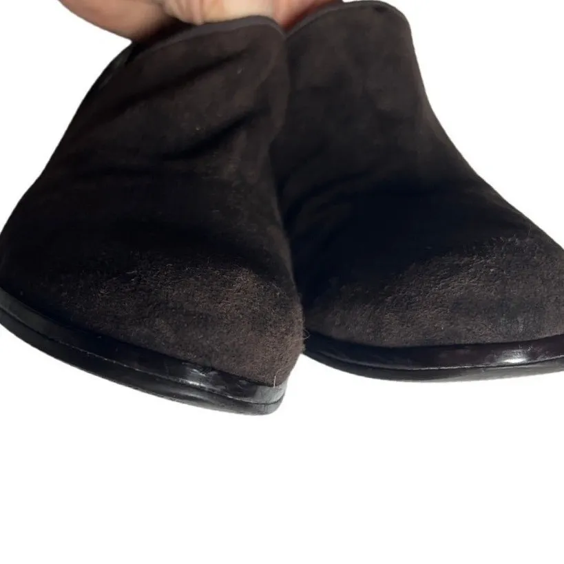 Stuart Weitzman High-Vamp Suede Heeled‎ Loafers Ankle Booties - Image 3