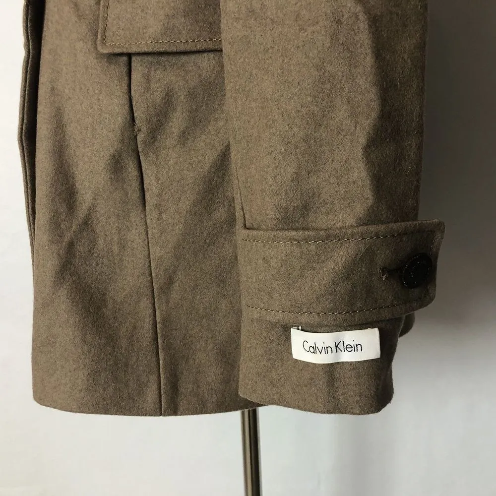 Calvin Klein Coat Women Size 6 Brown Wool Blend Double‎ Breasted Peacoat - Image 9