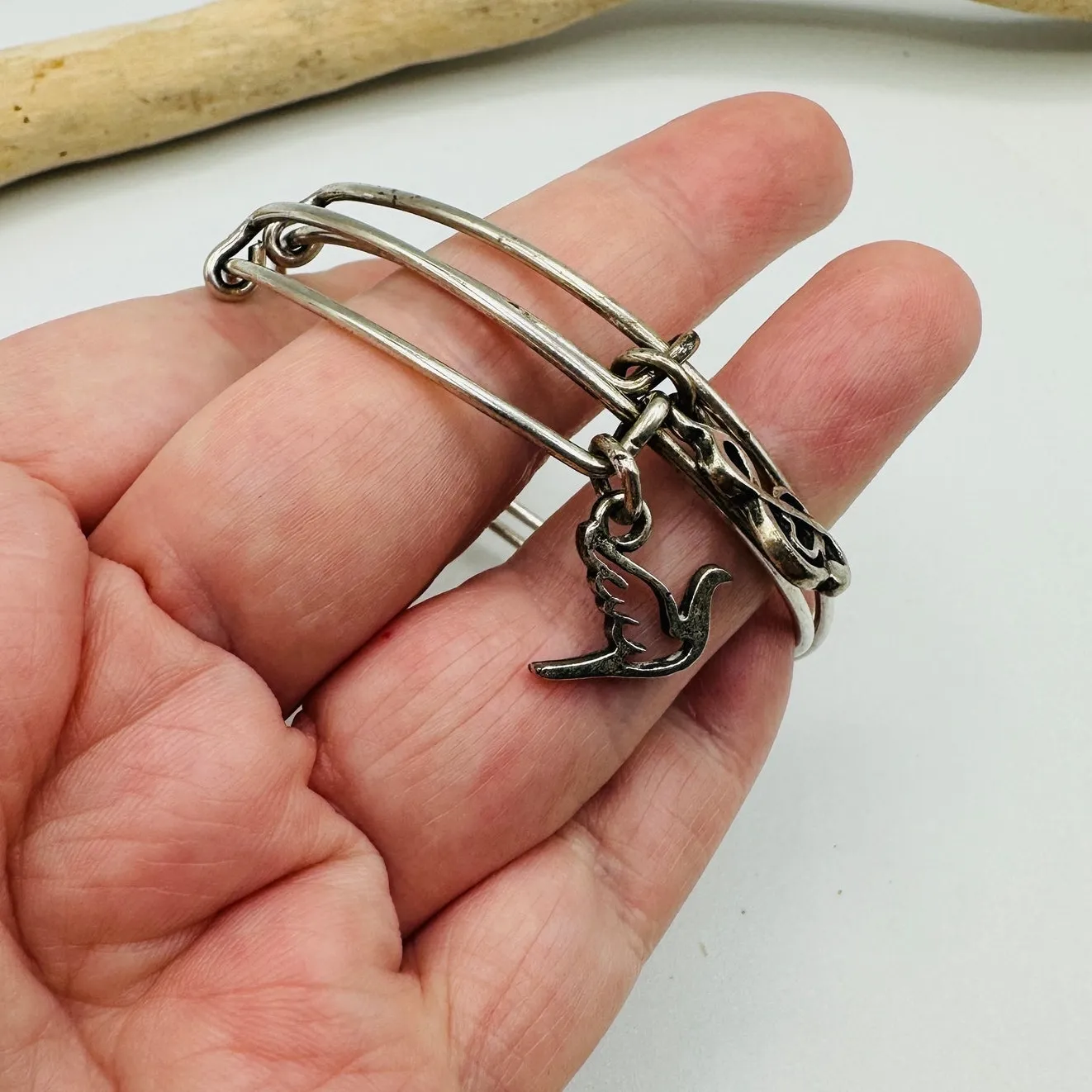 Alex & Ani Bangle Music Note and Dove Bracelet Set Silver - Image 5