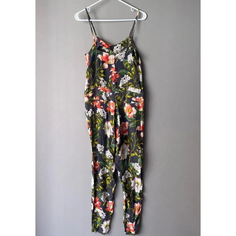 Levi sz XS‎ green red jungle print silk jumpsuit - Image 9