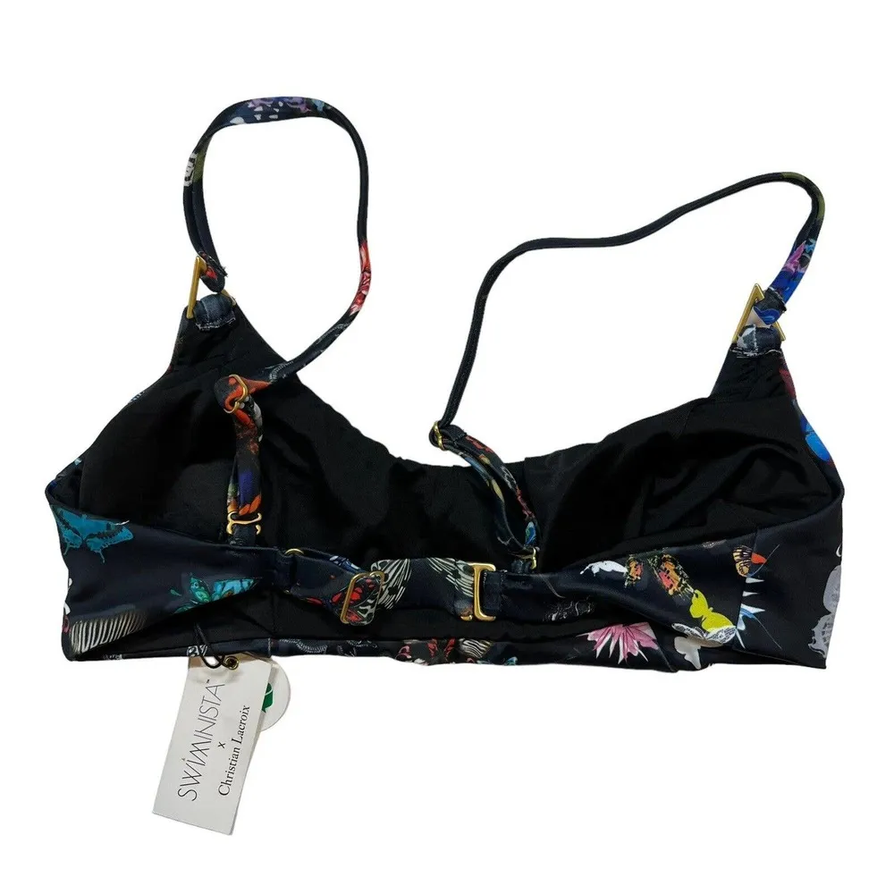 Swiminista x Christian Lacroix Play Top Black Butterfly Print Small New - Image 4