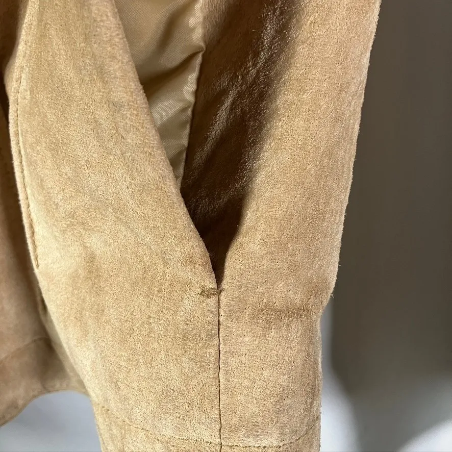 A.M.I. Leather Jacket Tan Brown Suede Button‎ Up Womens Medium Career - Image 5