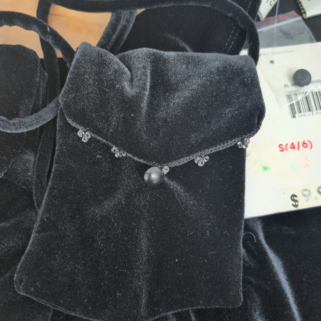 2000's Deadstock Kathie Lee Velvet Dress w/bag Small - Image 5