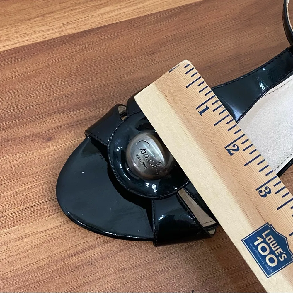 COACH Hellena Black Soft Patent Leather T-strap Kitten Heels Sandals Size 7.5B - Image 9