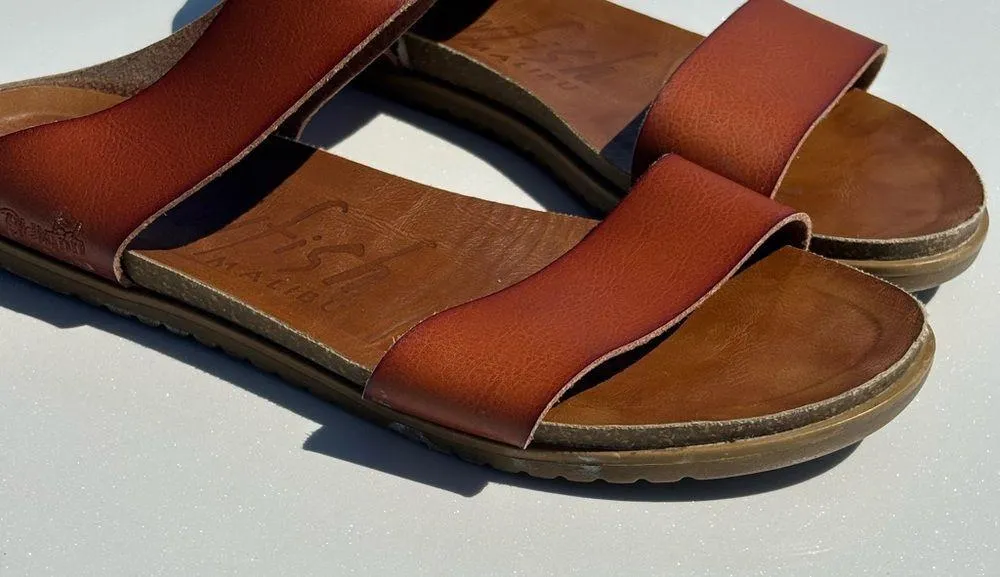 blowfish  Brown Leather Slide Sandals 9 - Image 7
