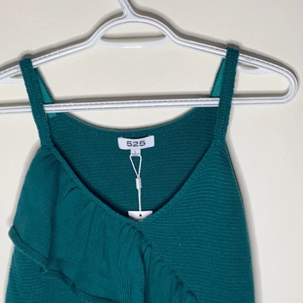525 America deep teal ruffle front sweater tank size L - Image 4