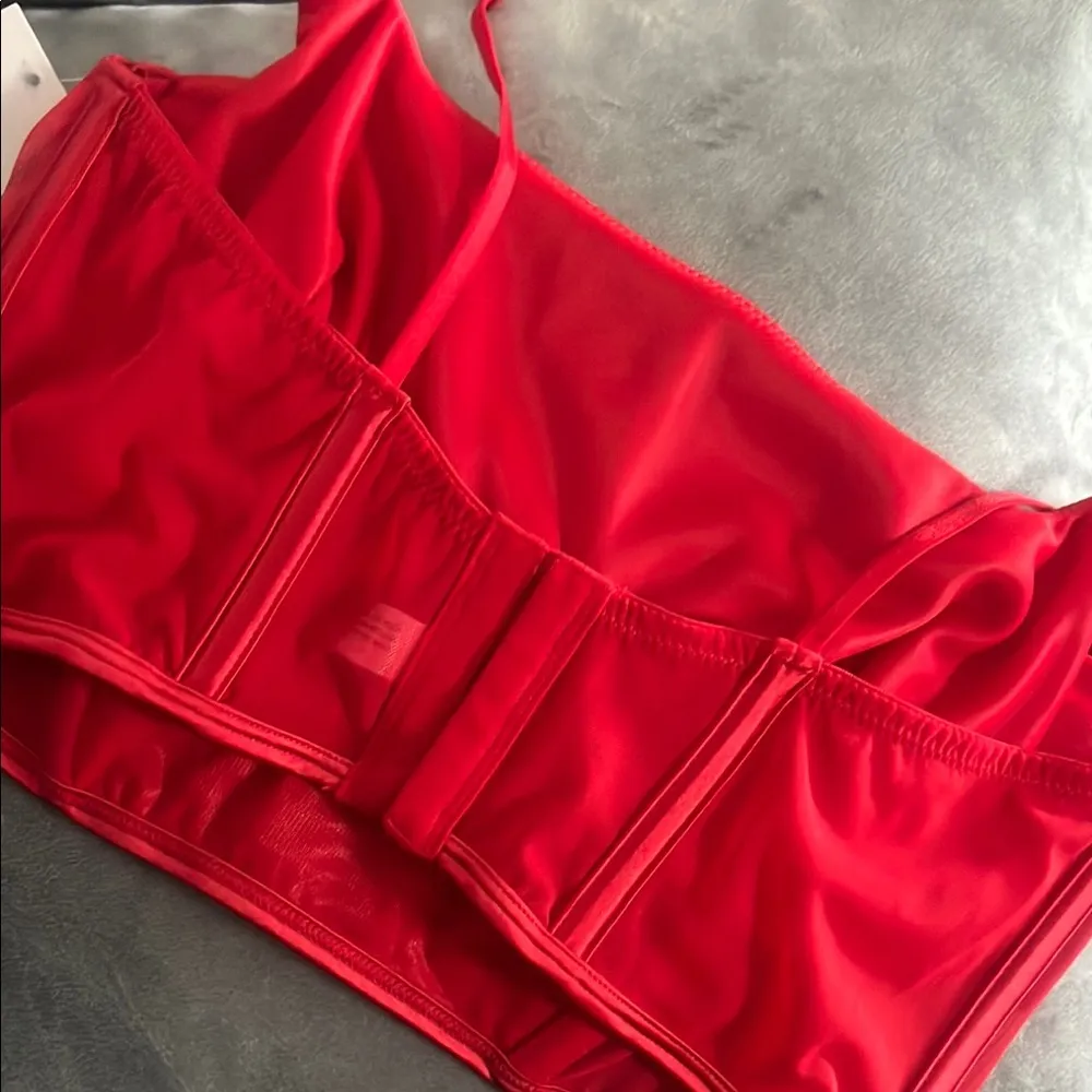 Red Women's Top with Rhinestone Detail Size M - Image 5