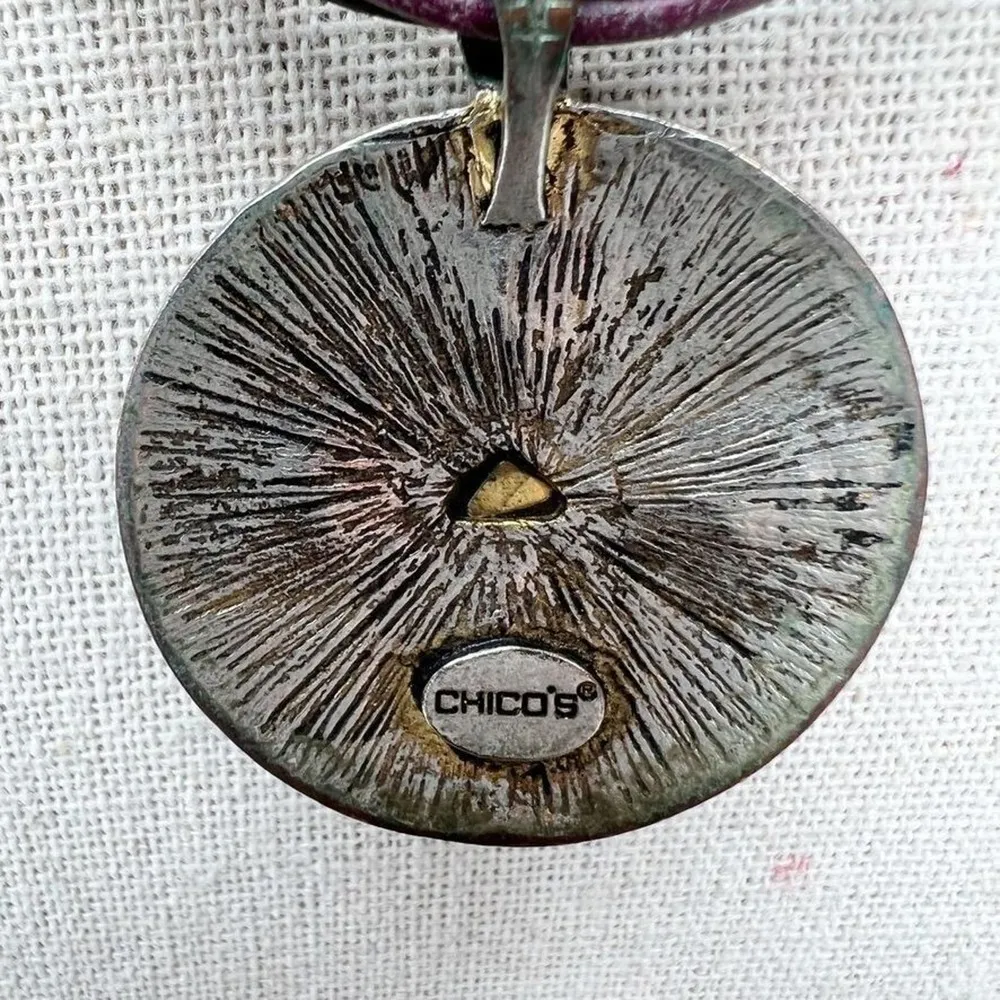 Chico's Multi Strand Leather Cord Enamel Boho Flower Pendant Necklace - Image 7