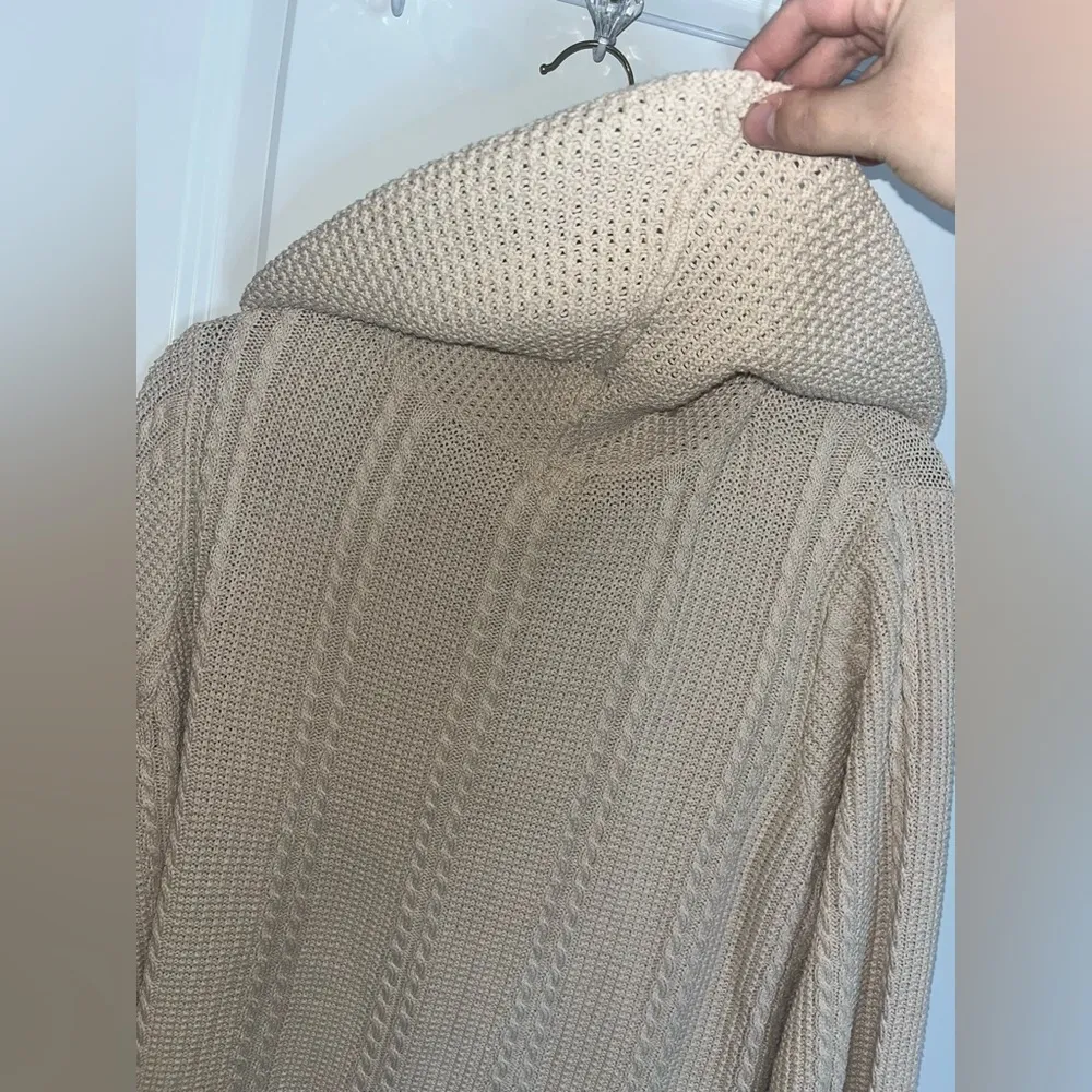 Jeanne Pierre Woman's 100% Cotton Ivory Cowl Neck Cable Knit Sweater - Size 1X - Image 12