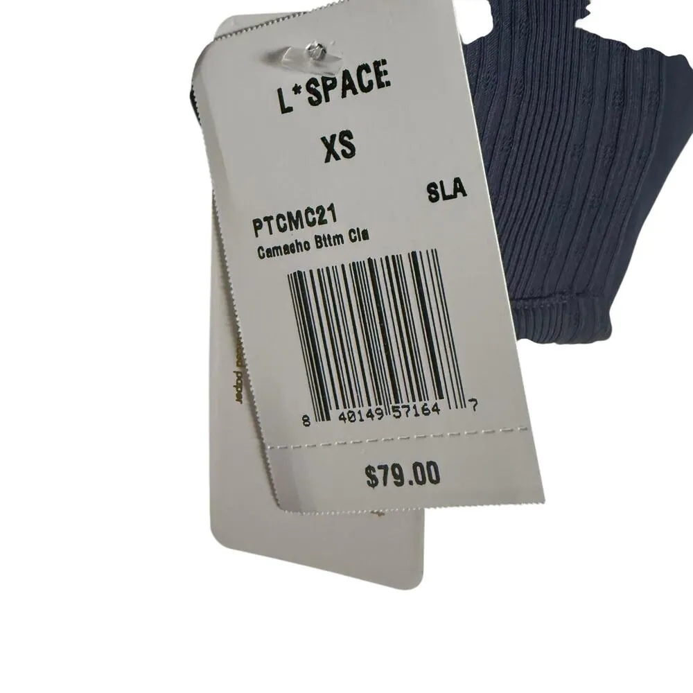 L*Space Camacho Slate Dark Blue Ribbed Bikini Swimsuit Bottoms Size XS - Image 6