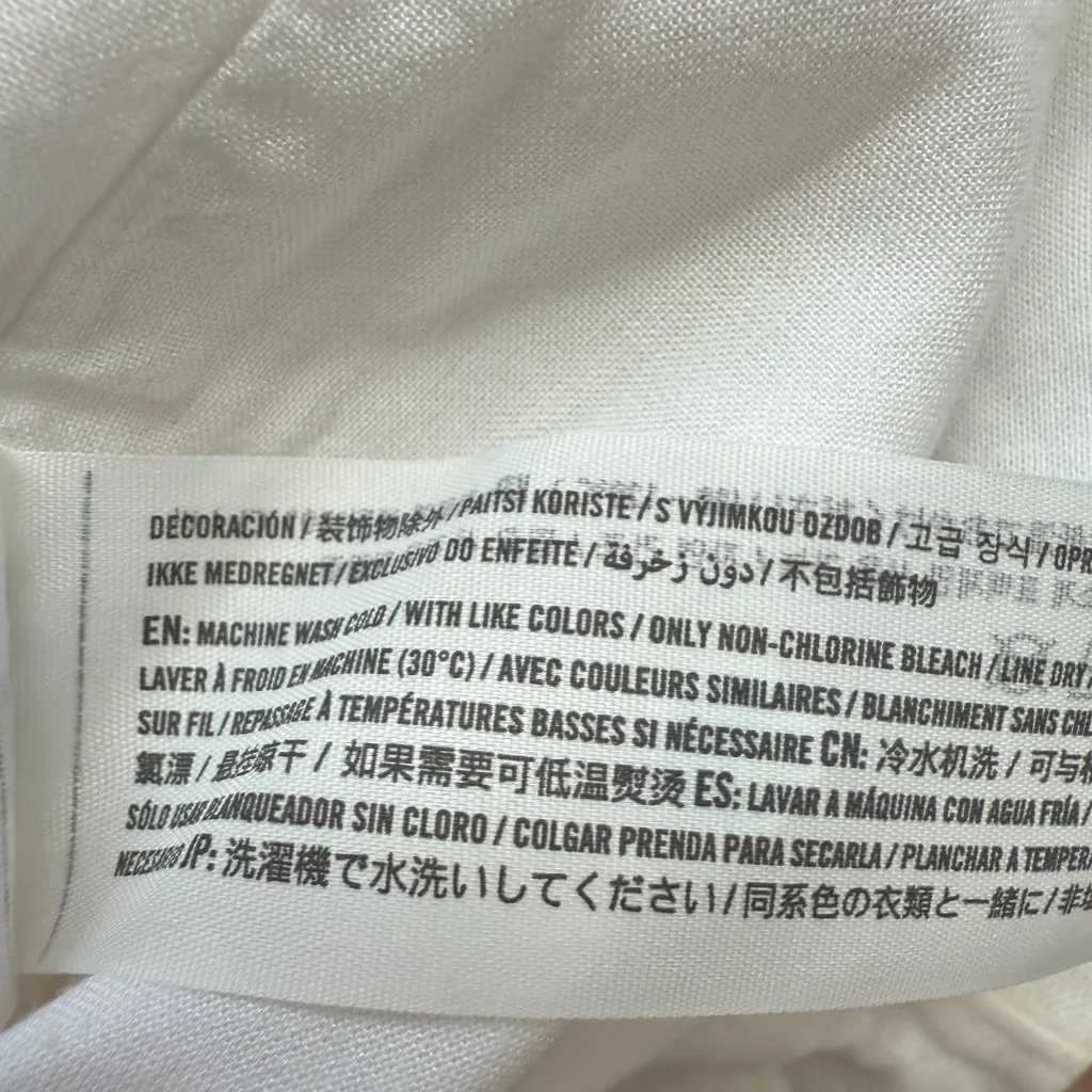 Abercrombie & Fitch Linen Corset Smocked Mini Dress Women's Large White Party - Image 13