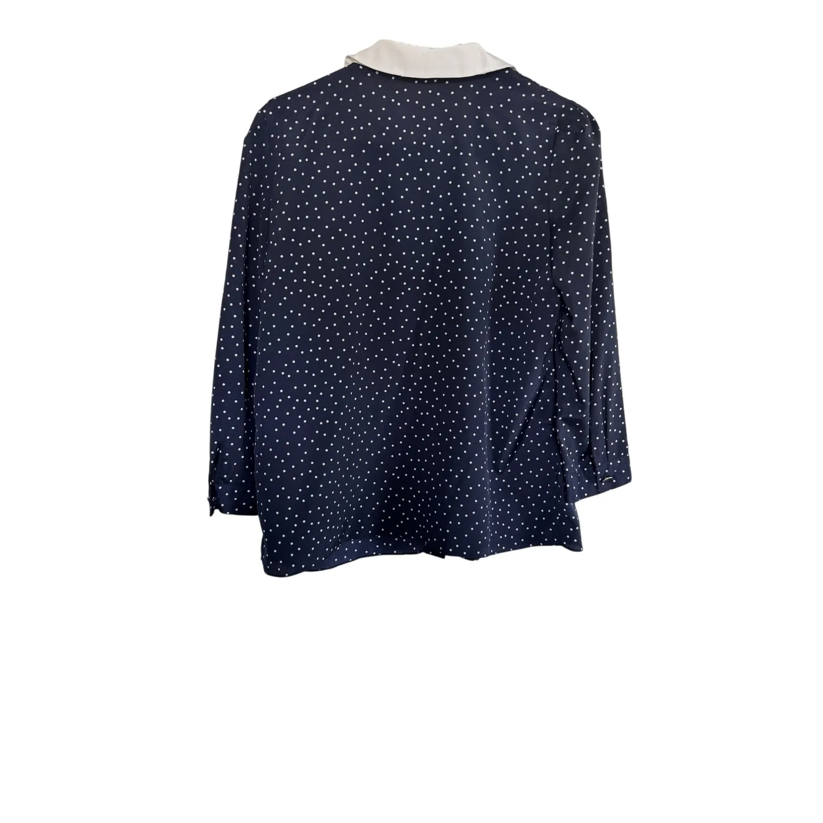 Claudie Pierlot Navy Polka Dot Blouse w/ White Contrast Collar – Size 38 Blue Size M - Image 4