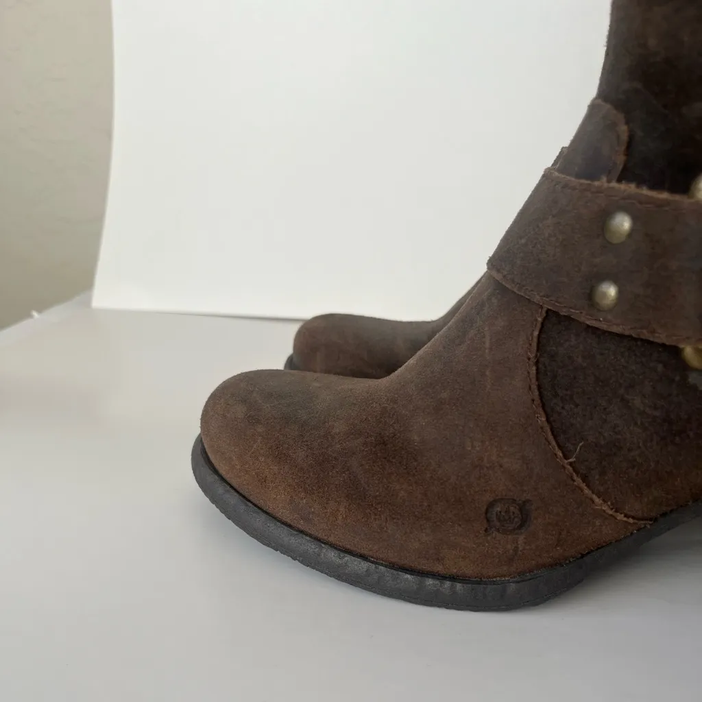 Born Loreza western tall leather boots harness buckle 6 Brown - Image 9