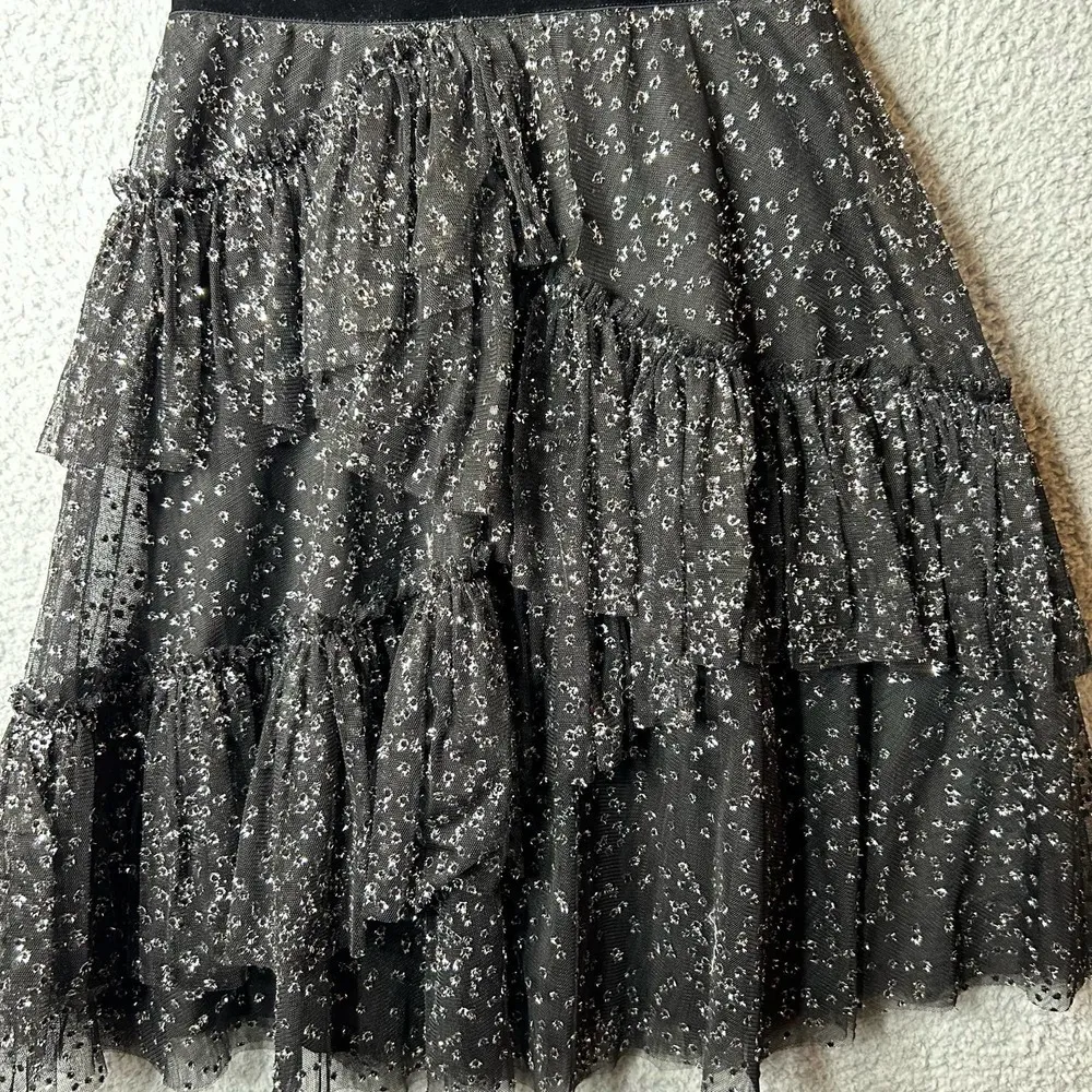 BCBGMAXAZRIA Dress Womens‎ XS Black Plunging Velvet Metallic Tulle Holiday Party - Image 4