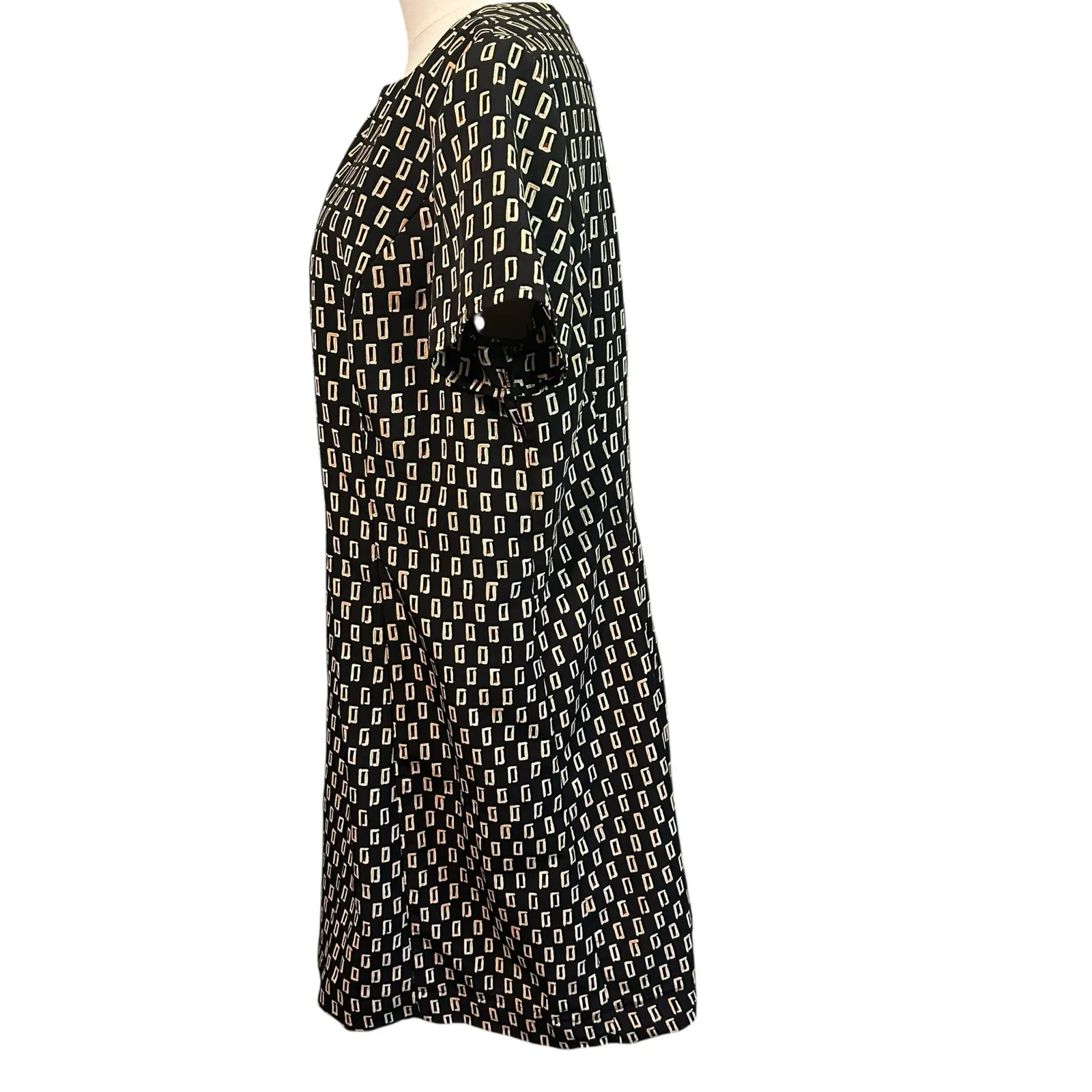 Koret Dress SZ 12 Geometrical Aztec Knee Length Short Sleeve Brown Cream Prep - Image 3