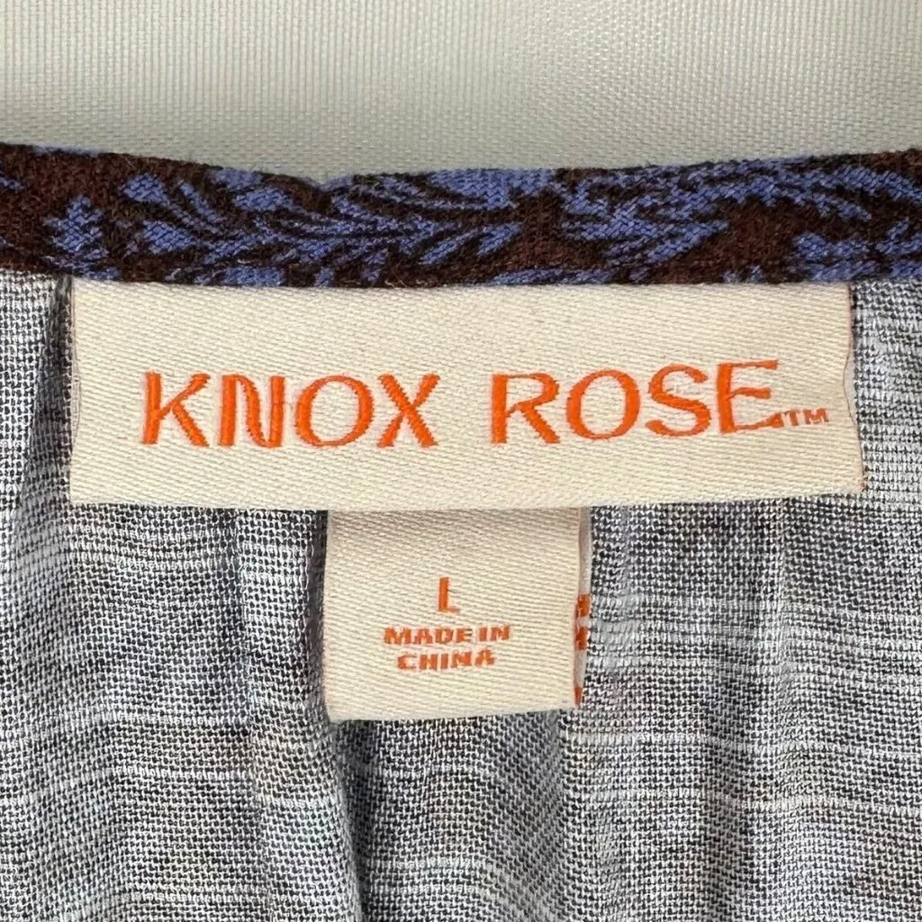 NEW Knox Rose Blue Rayon Ditsy Floral Balloon Sleeve Peasant Top Size Large - Image 7