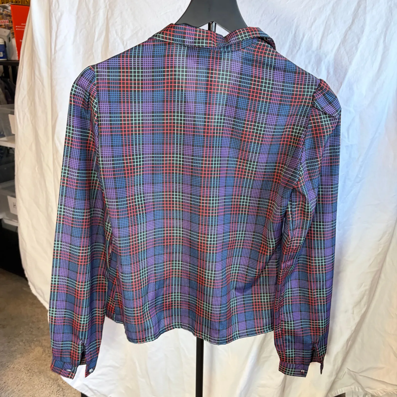 VTG Jonathan Martin womens button up black plaid. Size 3/4. 70s, 80s - Image 2