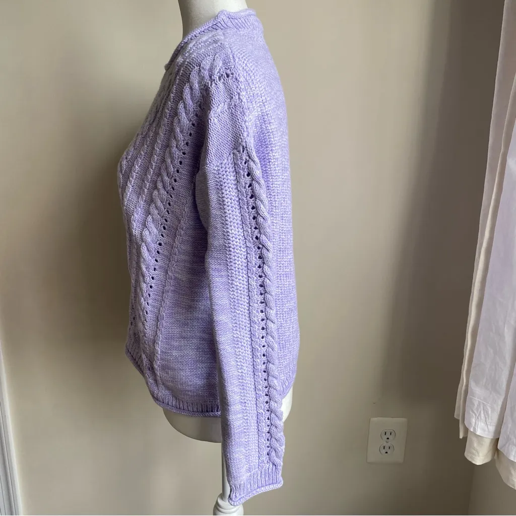 Lilly Pulitzer 100% Cotton Knit Roll Neck Slight Crop Sweater Purple Large - Image 2