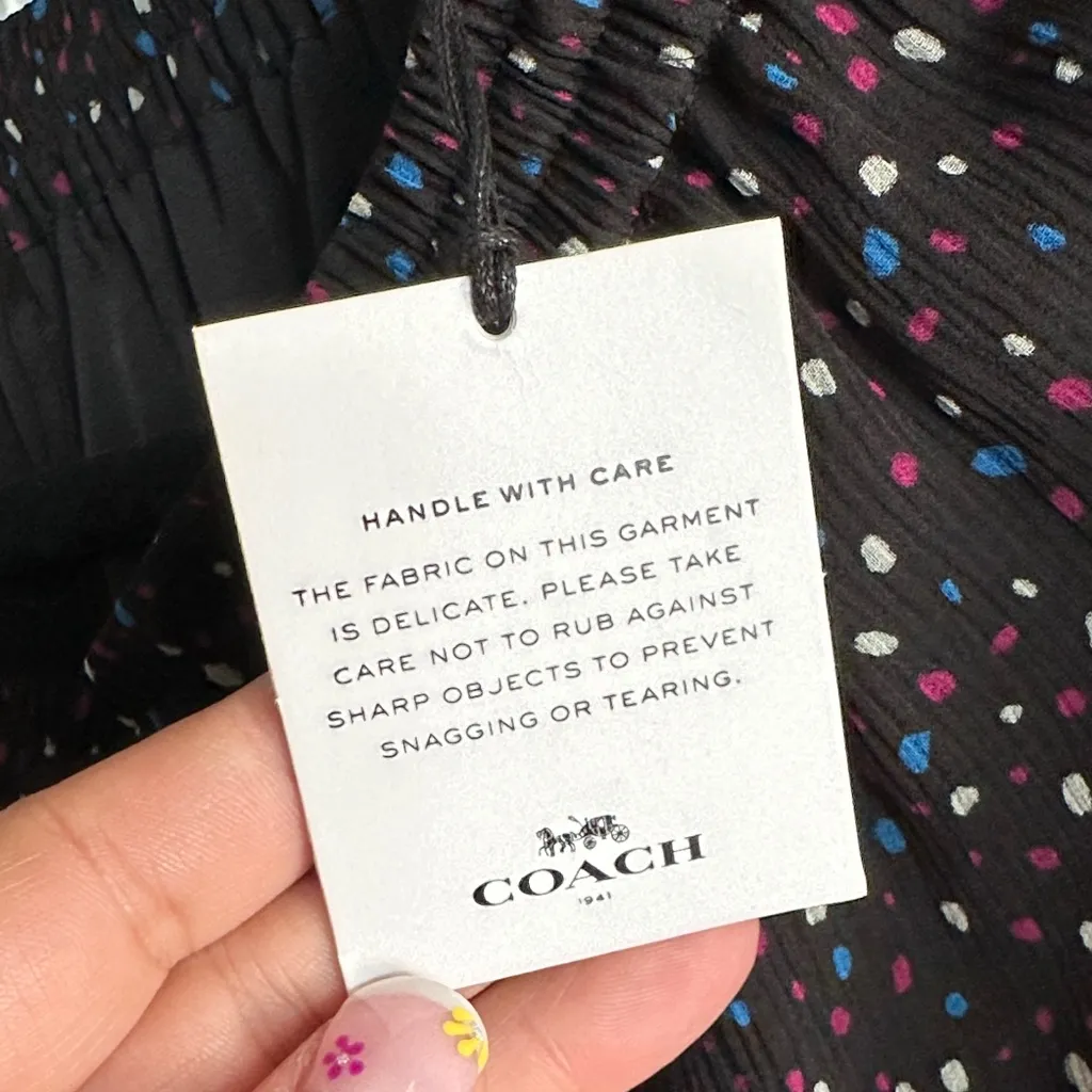 Coach Black Skirt with Multicolor Dots - Image 2