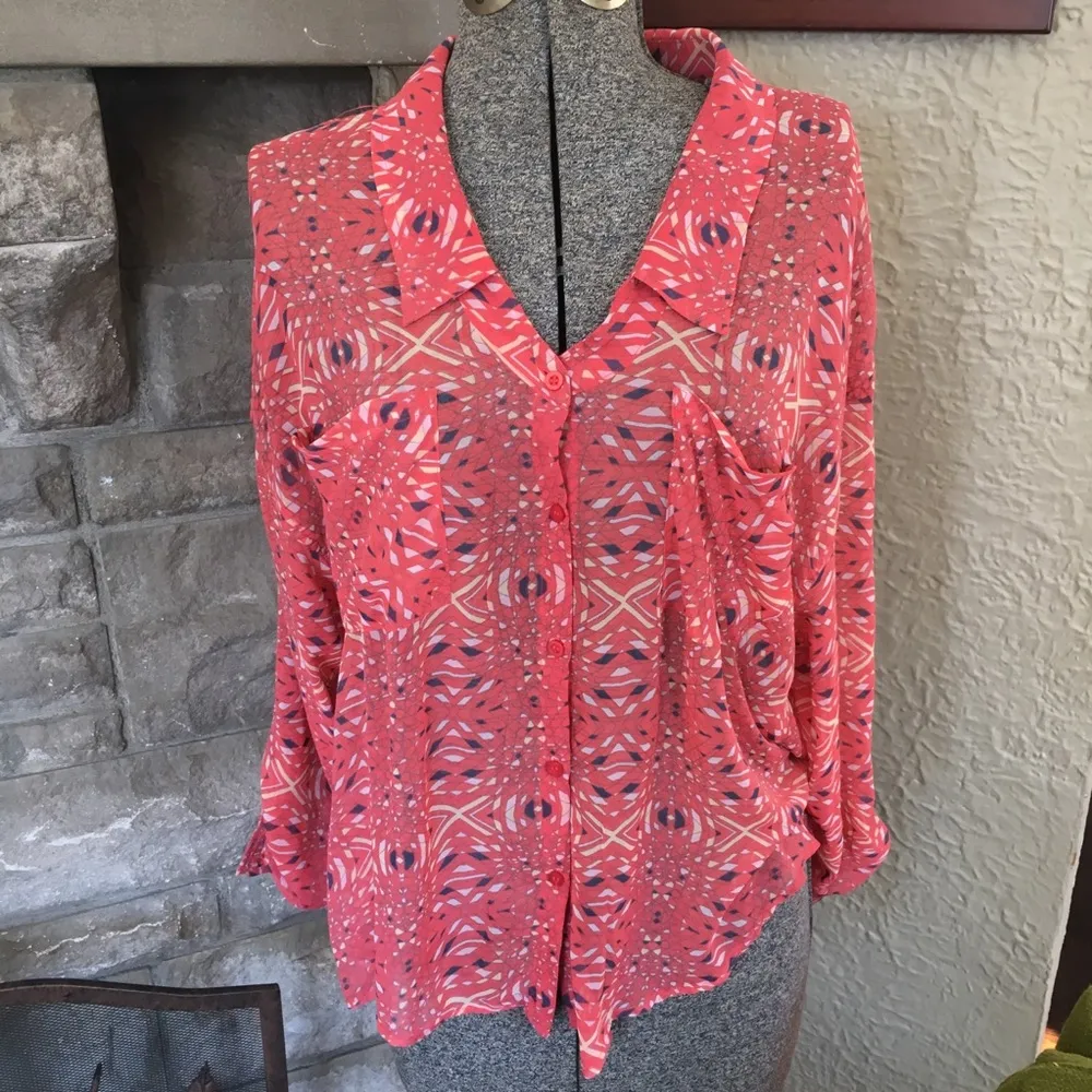 Free People Easy Rider Button Down Shirt Sheer - Image 4