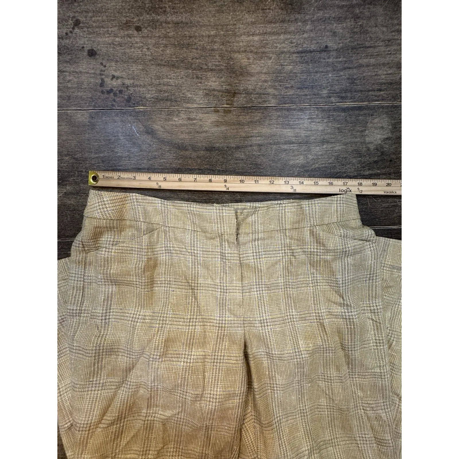 Vintage Carlisle Silk Wool Blend Textured Plaid Trouser Size 14 Lined - Image 11