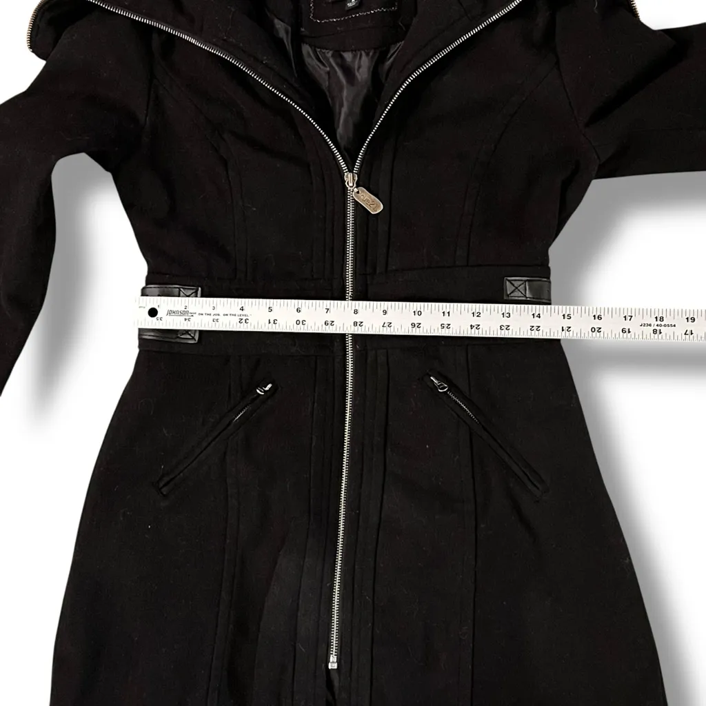 Rue 21  Womens Wool Blend Size M Black Wide Zip Up Collar Y2K - Image 8