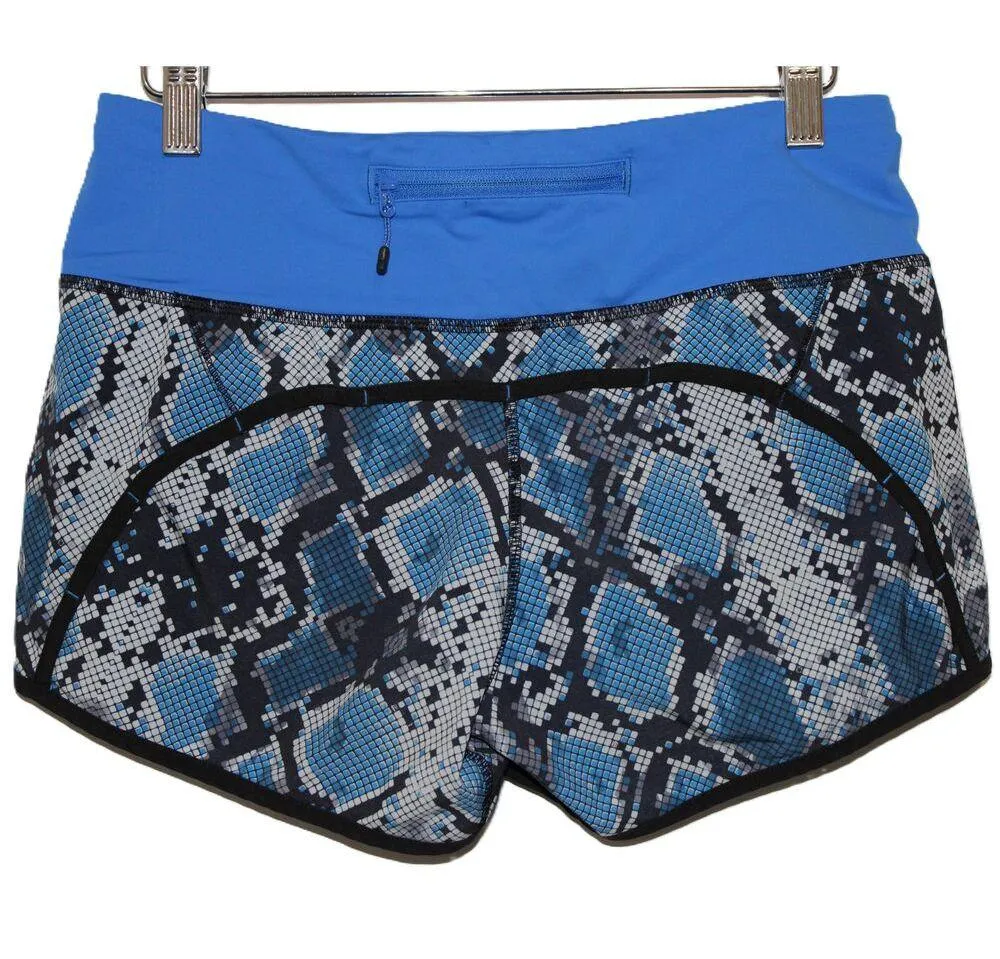 Womens Lululemon Run Speed Short Blue Black Gray Snake Print Running Shorts Sz 4 - Image 2