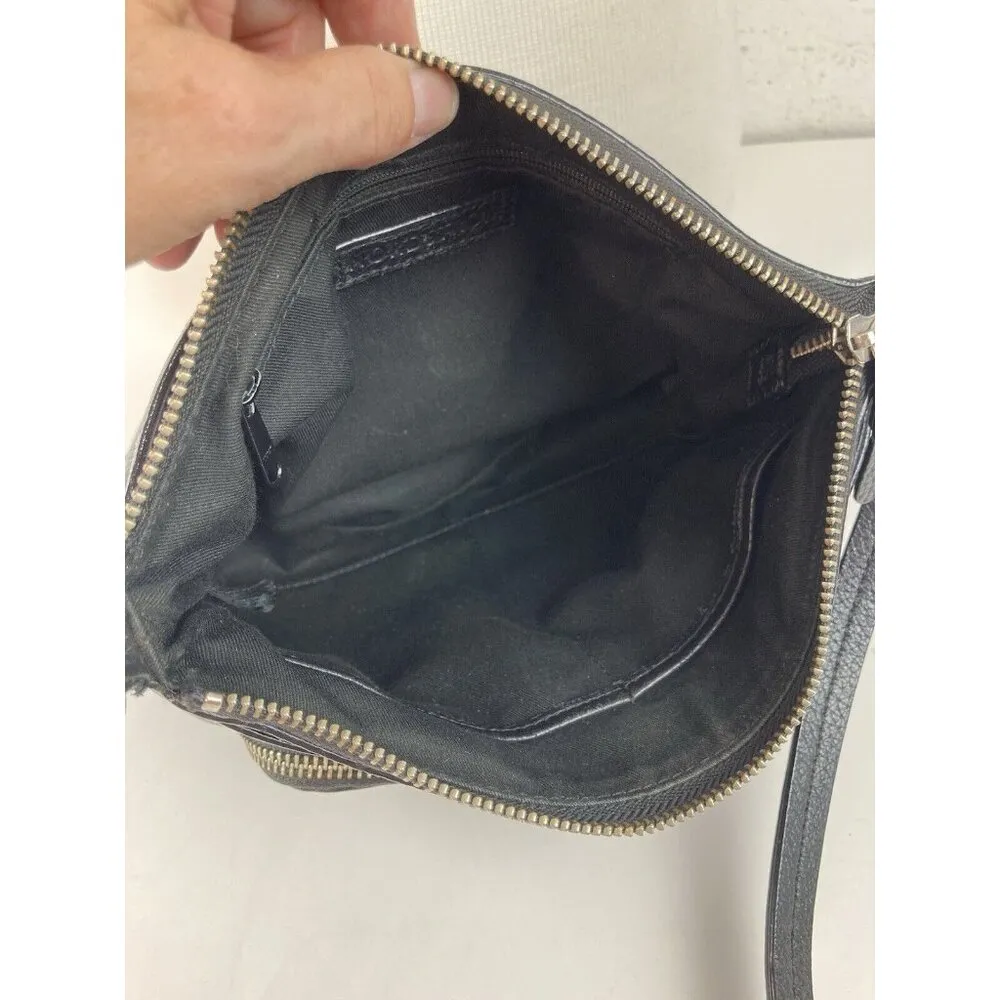 *Nordstrom Black Pebbled Leather Crossbody Shoulderbag Purse Vintage Y2K Classic - Image 11