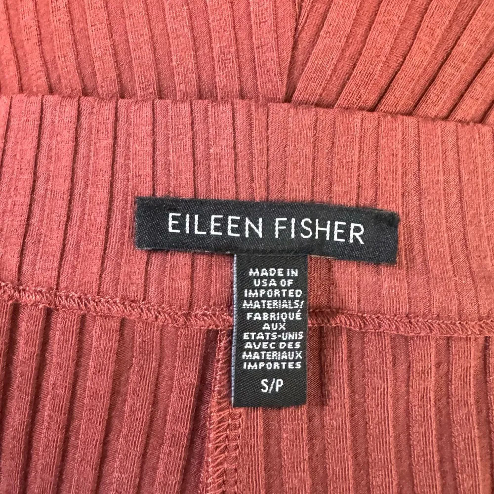Eileen Fisher Wide Leg Ribbed Stretch Pants Sz Small Terracotta Rust - Image 16