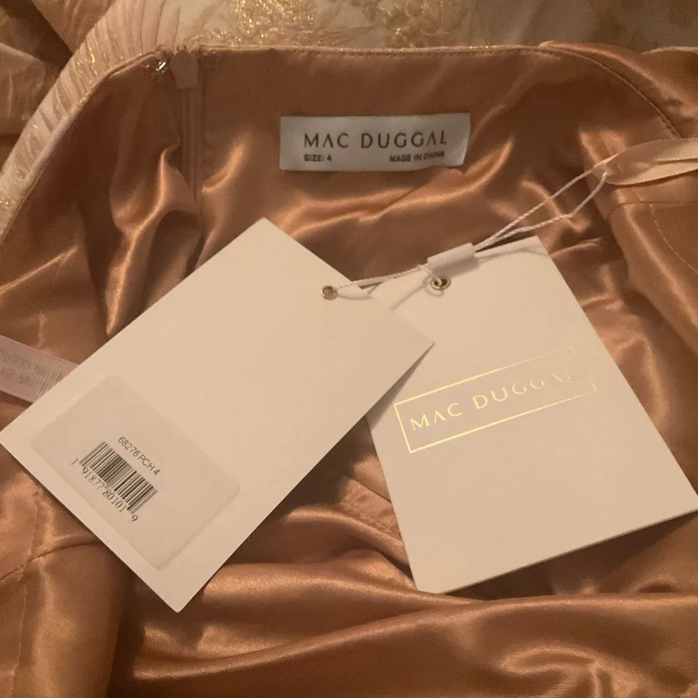 Mac Duggal 68276 Womens FLORAL PRINT PUFF SLEEVE HIGH LOW BROCADE GOWN - Image 14