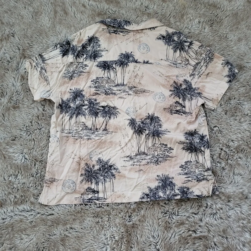 Havana Jack’s Cafe Button Down Short Sleeve Top Tropical Palm Tree Size Large - Image 6