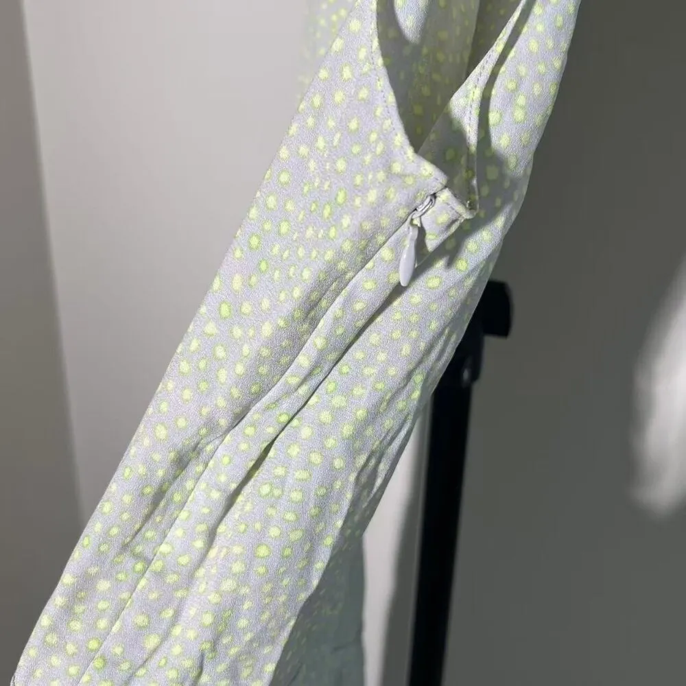 Rachel Roy Womens Romper Tank Short Green Yellow Polka Woven Pleated Jumpsuit XL - Image 11