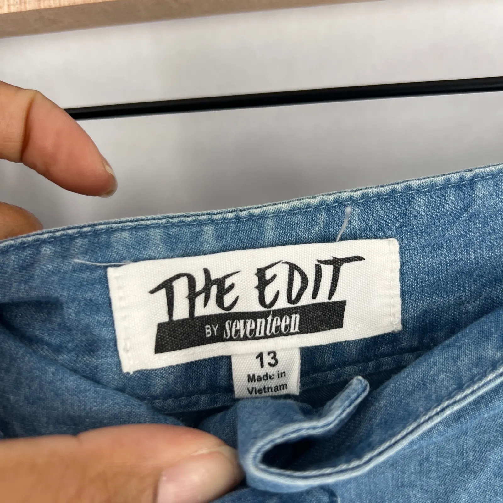 The Edit Seventeen Wide Leg Jeans Women 13 Blue Chambray Denim Cotton High Rise Size undefined - Image 6