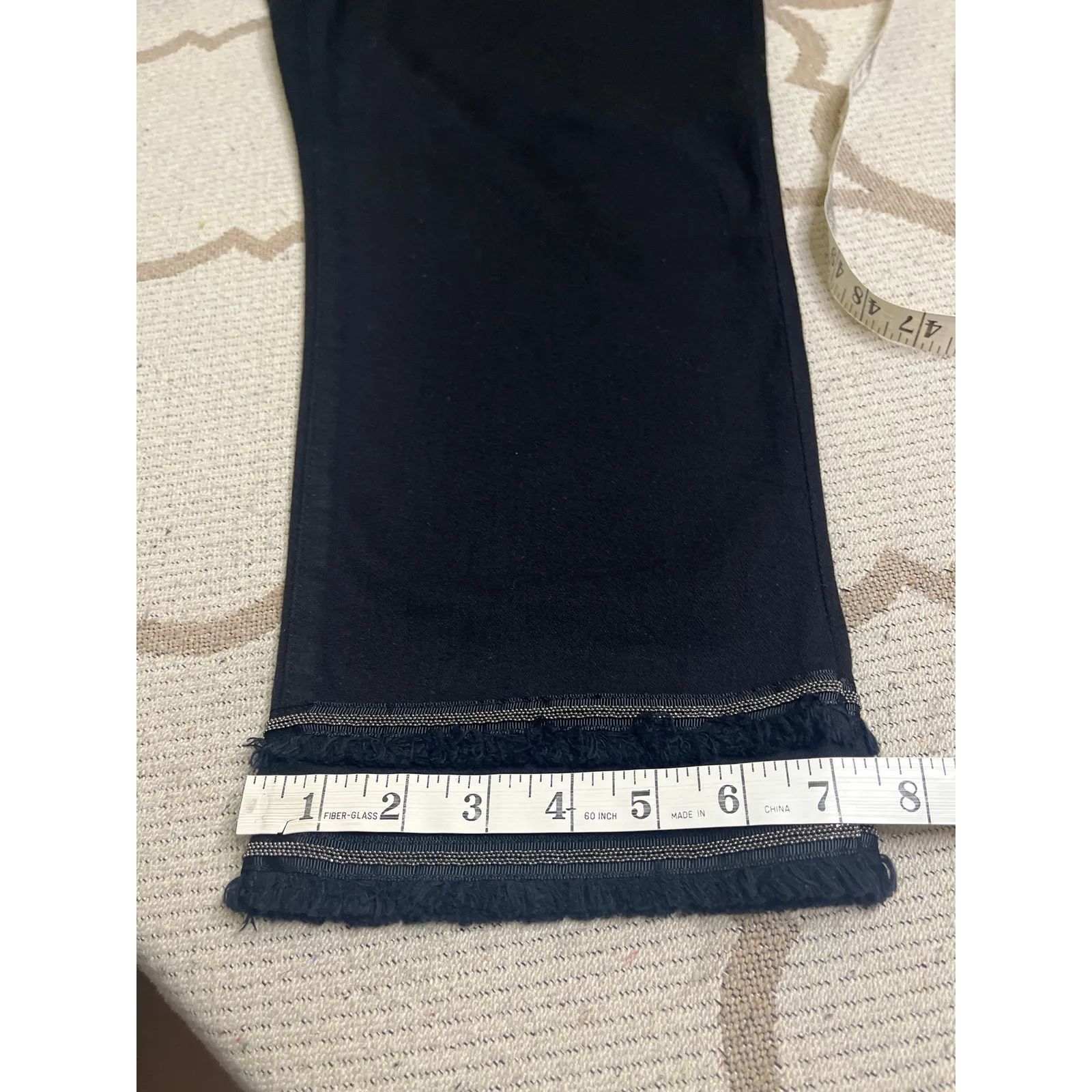 Chico’s So Slimming Girlfriend Slim leg crop Embellished Hem Jeans, size 2.5/ 14 Black - Image 8