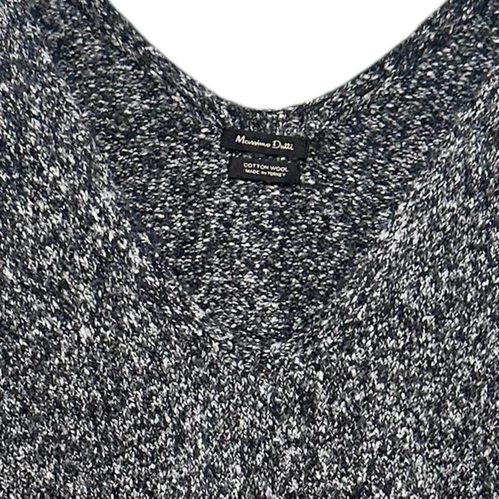 Massimo Dutti V-Neck Black White Knit Sweater Pullover long sleeve top Small - Image 5