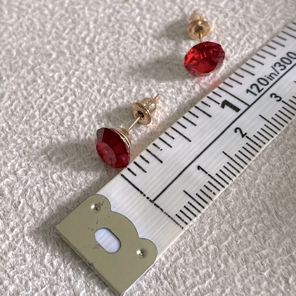 Ruby red stud earrings - Image 3