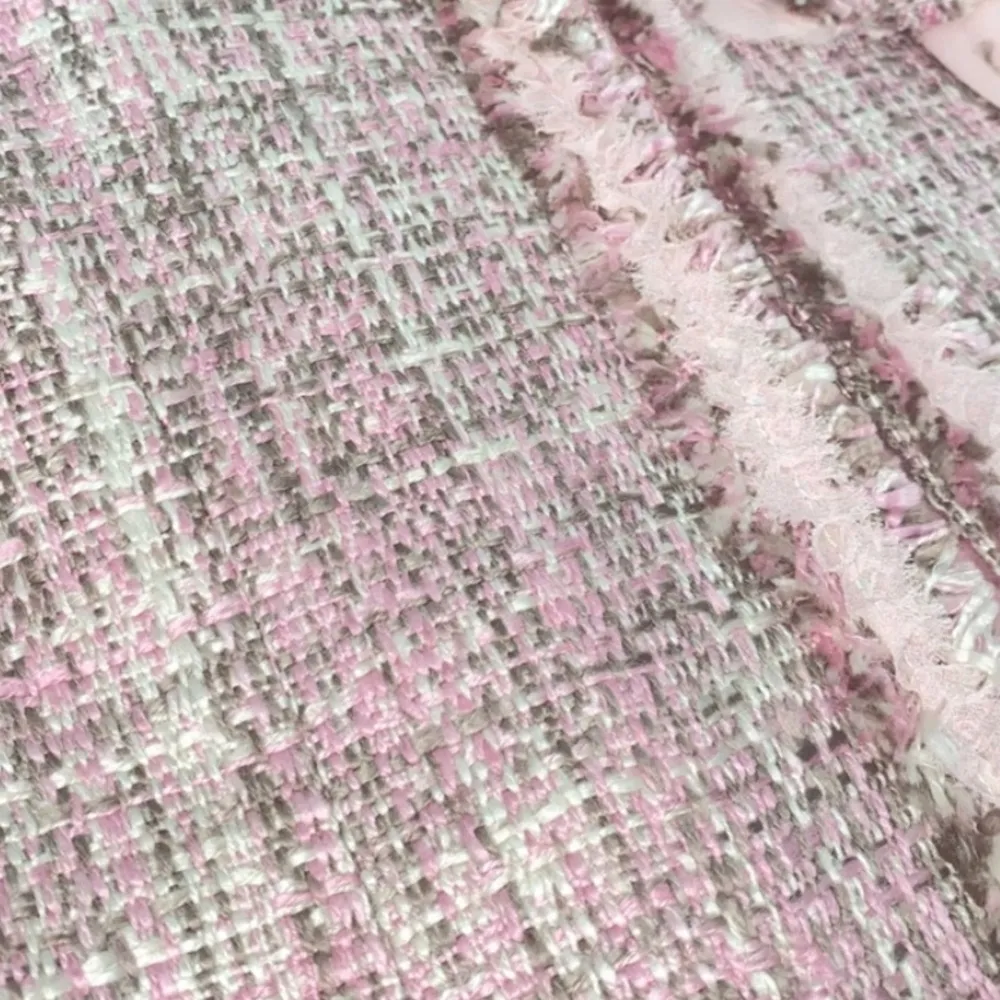 Mac & Jac Tweed Fringe Blazer Office Siren Jacket Barbiecore Pink Lace Career 6 - Image 4