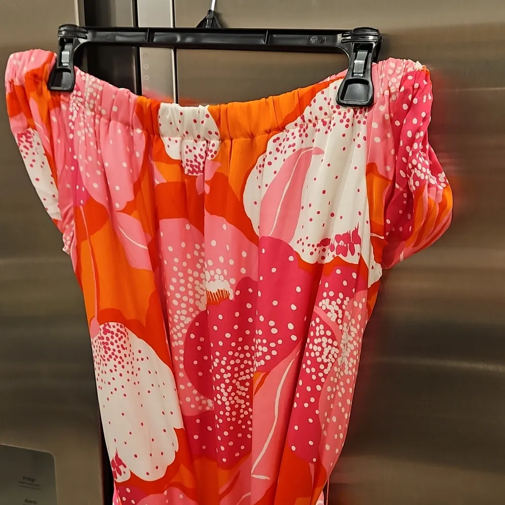 💕TRINA TURK💕 Marilla Off-The-Shoulder Dress ~ Abstract Floral Print Large NWT - Image 7